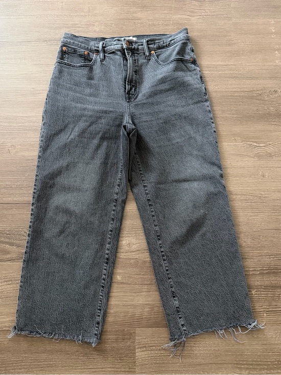 Madewell Denim - Madewell Perfect Vintage Wide Leg Crop Jeans Womens 30 Gray High Rise Raw Hem